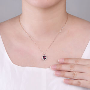 จี้ทองคำแท้ 14K รูปไข่ประดับพลอยโกเมนสีแดงทรงรี คุณภาพสูง ดีไซน์หรูหรา ได้รับการรับรองจาก GIA เหมาะสำหรับเป็นของขวัญสำหรับผู้หญิง สวมใส่ได้ทุกวัน - Product Image 2