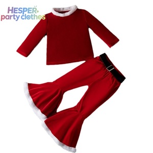 HESPER Halloween Elf Costume New Year Christmas Cosplay Costumes Outfit Velvet Pullover Top Bell Bottom Hat for Kids - Product Image 2