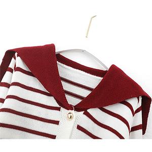 Automne col <span class=keywords><strong>marin</strong></span> rayure boutons femmes tricot Cardigan <span class=keywords><strong>pull</strong></span> haut - Product Image 3