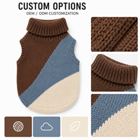 Manteau en tricot pour chien, motif géométrique, vêtements d'hiver pour chiens, style moderne et simple, marron, bleu, beige, confortable, lavage à la main