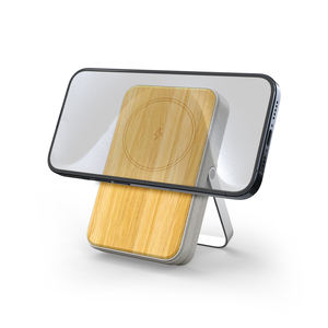 Nouveaux produits, charge rapide, batterie externe sans fil magnétique en bambou, 10000mAh, RABS, batterie externe en paille de blé R-plastic, chargeur magnétique - Product Image 4