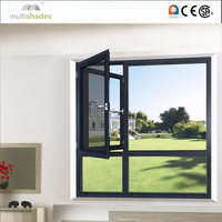 Fenêtre à battant en aluminium triple vitrage trempé, résistante aux ouragans, à faible conductivité thermique, certifiée NFRC et durable