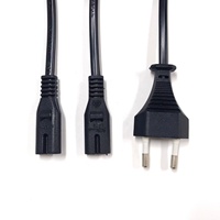 Cable divisor tipo Y, adaptador de corriente, cable de extensión, 2 pines, Eu Cee7/16, enchufe Schuko a doble enchufe de CA IEC C7, cable de alimentación