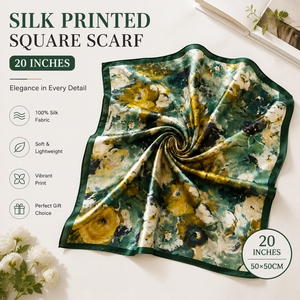 Écharpe carrée en soie véritable 100% personnalisée de 20 pouces, écharpe en soie imprimée de luxe, petit bandana pour femmes - Product Image 1