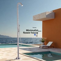 Colonne de douche en acier inoxydable brossé, robinet de sol extérieur, douche verticale à effet pluie, double pommeau en céramique, certifiée CE SASO UPC