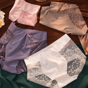 Đồ lót nữ liền thân ren không đường may, quần lót cạp cao, quần lót ren không vết tích, quần lót nữ chất liệu lụa đá - Product Image 2