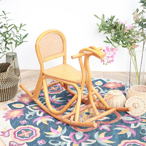 Cheval à Bascule en Rotin Vintage, <span class=keywords><strong>Jouet</strong></span> Animal pour Enfant, Cheval à Bascule en Rotin Durable et Sûr - Product Image 1