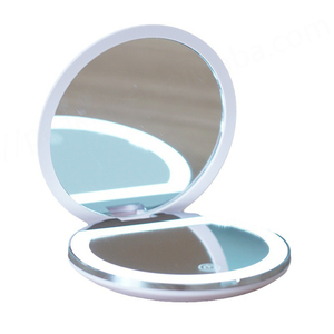 Logotipo personalizado Espejos de bolsillo Maquillaje Plegable Led Luz Cosmética Portátil Viaje Pequeño Espejo de mano - Product Image 6