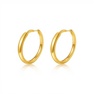 Pendientes de Aro Redondos Geométricos de Oro de 14k, Joyería de Moda para Fiestas - Product Image 4