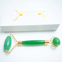 Rouleau facial en jade 100 % naturel, pierre précieuse aventurine verte naturelle, outil de massage facial