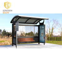 Shelroden Urban Environmental Green Plant Abri d'autobus à structure solide en acier avec panneau publicitaire LED Design de panneau d'affichage moderne