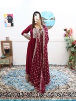 Anarkali Salwar Kameez Moderno Personalizado en Faux Georgette, Elegante Vestido Indio Pakistaní para Bodas y Fiestas de Verano e Invierno, de Secado Rápido, Color Antra