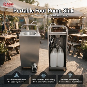 Évier de cuisine en acier inoxydable, lavabo portable pour cuisine extérieure, sans plomberie, eau chaude et froide - Product Image 1