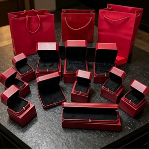 Premium Full Set Red Octagonal Jewelry <b>Box</b> Shockproof Velvet Lining Ring Necklace Storage Packaging For Jewelry Store Display Sa - Product Image 1