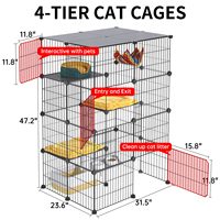 Enclos pour chats à 3 niveaux, cage intérieure, parc pour chats à monter soi-même, enclos métallique détachable pour chats
