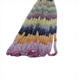 ลูกปัดแซฟไฟร์ธรรมชาติ 100% หลายสี ทรงเหลี่ยมขนาด 4 มม. ยาว 16 นิ้ว สำหรับทำเครื่องประดับ จี้ สร้อยข้อมือ ร้านอินเดีย - Product Image 3