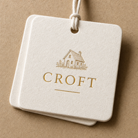 Étiquettes suspendues en coton personnalisées de luxe avec estampage doré, cordon en coton offert, faible MOQ, étiquettes de prix pour bijoux, vin, textiles de maison