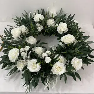 Ifg sắp xếp đám cưới lụa cây xanh và vòng hoa trắng hoa cho trung tâm trang trí