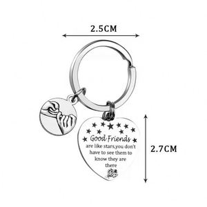 Porte-clés personnalisé avec inscription, porte-clés pour bon ami, porte-clés en acier inoxydable avec inscription 'Main dans la main', cœur - Product Image 1