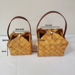 Modern <strong>Rectangle</strong> <strong>Storage</strong> <strong>Basket</strong> with Leather Handle Wooden Gift <strong>Basket</strong> for Food Use - Product Image 3