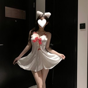 Sexy Lingerie for Women - Pure and Elegant White Spaghetti Strap Dress (QQNY) - Nightgown/Uniform - Product Image 2