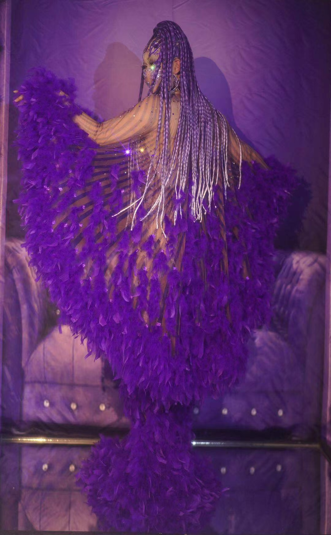 プリンセス紫ドレス✭大きなリボン魅力的なイブニング用 プリンセス紫ドレス✭大きなリボン魅力的なイブニング用 プリンセス紫