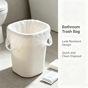 Sacs poubelles de cuisine à cordon en plastique LDPE, sacs à déchets en rouleau haute résistance avec fond scellé en étoile, sacs pour poubelles - Product Image 2