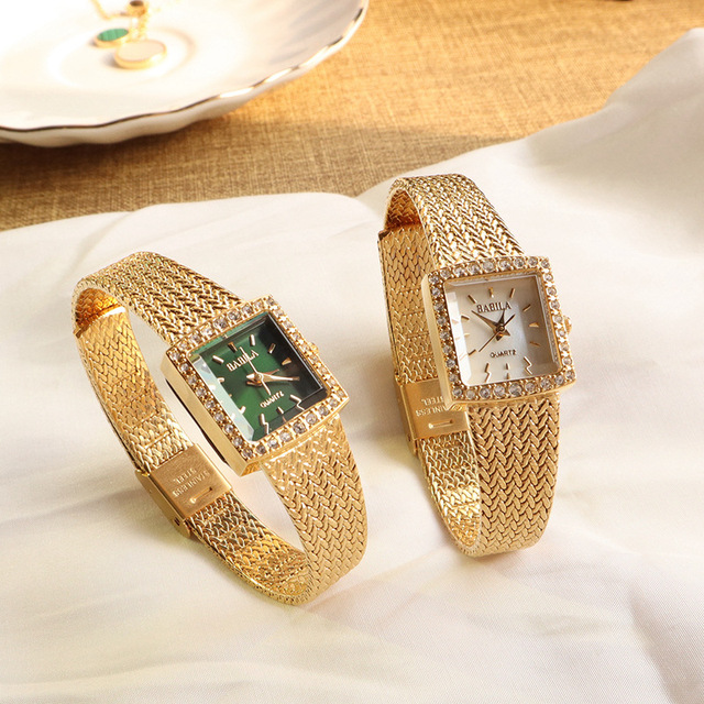 Vintage Light Luxury Niche Chic Style square Diamond Retro Wheat Ear Quartz Watch for Women