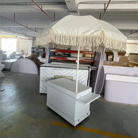 MILE Décorations d'anniversaire de mariage Chariot à bonbons en PVC pliable blanc Chariot à desserts mobile avec roues