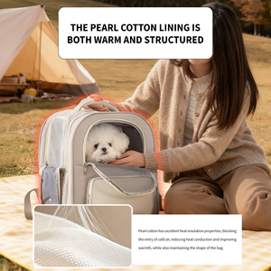 Mochila doble para mascotas de gran espacio, mochila para el pecho de mascotas, mochila de algodón cálida, transpirable, portátil, para gatos - Product Image 3