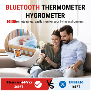 Termometro Igrometro Digitale Wireless Thermopro TP350 con Display LCD per Soggiorno, Strumento per Misurare Temperatura e Umidità - Product Image 3