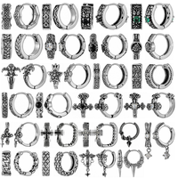 Boucles d'oreilles créoles Huggie florales en acier inoxydable 316L pour hommes, bijoux texturés moulés, argent, or, noir, programme de fourniture CE REACH