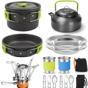 Camping Cookware Set 4-<b>5L</b> Portable Lightweight Stove Pot Teapot Tableware Outdoor Cooking Gear - Product Image 1