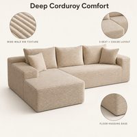 Modernes Strukturiertes Cord-Modulsofa, Großes 3-4-Sitzer L-förmiges Ecksofa-Set, Geeignet für Wohnungen und Hotels