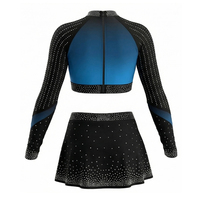 Uniforme de Porristas de Dos Piezas, Manga Larga, Cintura Elástica, Spandex, Color Brillante, Atuendo Juvenil para Animadoras