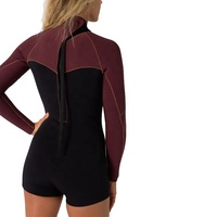 DIVESTAR Grosir OEM Pakaian Selam Wanita Dewasa Bahan Neoprena Anti Air Bermotif Resleting Belakang Lengan Panjang Hangat Bernapas Bikini Surfing