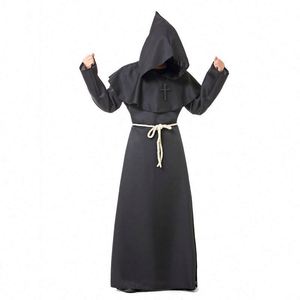 Robe de moine médiévale Renaissance à capuche, costume de frère, cape longue de chevalier, sorcier, diable pour adultes Halloween - Product Image 5