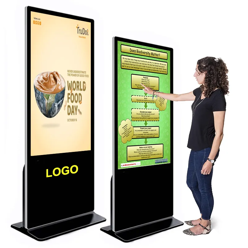 Siêu mỏng dọc màn hình cảm ứng 1080P hiển thị tầng thường vụ kỹ thuật số wayfinding kiosk LCD media player màn hình quảng cáo