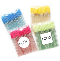 Mini-brosse cosmétique jetable rose et noire en nylon pour extension de cils, applicateur de mascara, brosse à paillettes pour cils, 50 pièces/sac OEM ODM