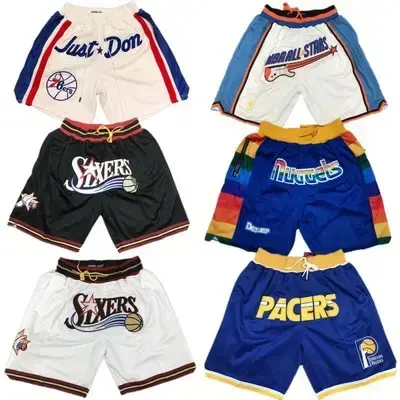 2024 Newest Just don US America size Men Breathable Vintage NBAA Pocket Embroidered Basketball Shorts