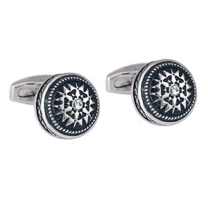 Juego de mancuernas personalizadas de sublimación para hombre, conjunto de gemelos de lujo de plata, oro y negro, caja - Product Image 4