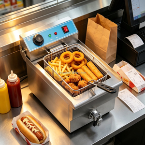 <span class=keywords><strong>Friteuse</strong></span> de comptoir électrique commerciale 16L à réservoir unique, contrôle précis de la température, acier inoxydable de qualité alimentaire, multi-anneaux - Product Image 4