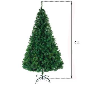 Árbol de Navidad Artificial de 6 pies Preiluminado con Base Metálica en Forma de Estrella, Decoración Navideña para Interiores, Árbol Iluminado con Luces LED Cálidas Multicolores - Product Image 1
