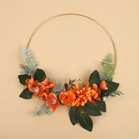 Couronne de fleurs artificielles pour porte d'entrée, roses et dahlias, décorations suspendues en verdure, pour la maison, mur, fenêtre, printemps, été