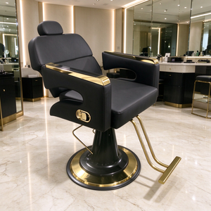 Luxury Black Gold Barber <b>Chair</b> Heavy Duty Hydraulic Reclining Salon <b>Chair</b> PU Leather Barbershop Hair Cutting <b>Chair</b> - Product Image 1