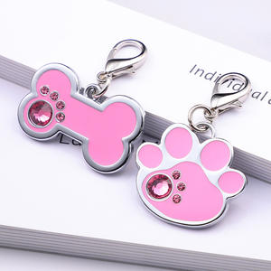 宠物配件吊坠防损耗镀银激光雕刻身份证锌合金狗牌高档钻石镶嵌动物风格 - Product Image 3