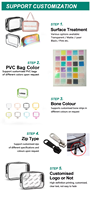 Trousse de Toilette Transparente en PVC avec Logo, 100 MOQ, Sac de Voyage pour Maquillage, Approuvé TSA, Pochette Organisateur Étanche, Cosmétique en Gros