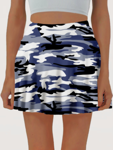 Lot de 4 jupes skater taille haute pour femmes - Camouflage et couleurs unies (noir/vert sarcelle/orange) - Mini-jupes décontractées - Product Image 5