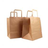 Sac d'emballage en papier Kraft Recyclable avec Logo personnalisé imprimé, sac en papier brun pour restauration rapide à emporter de Restaurant