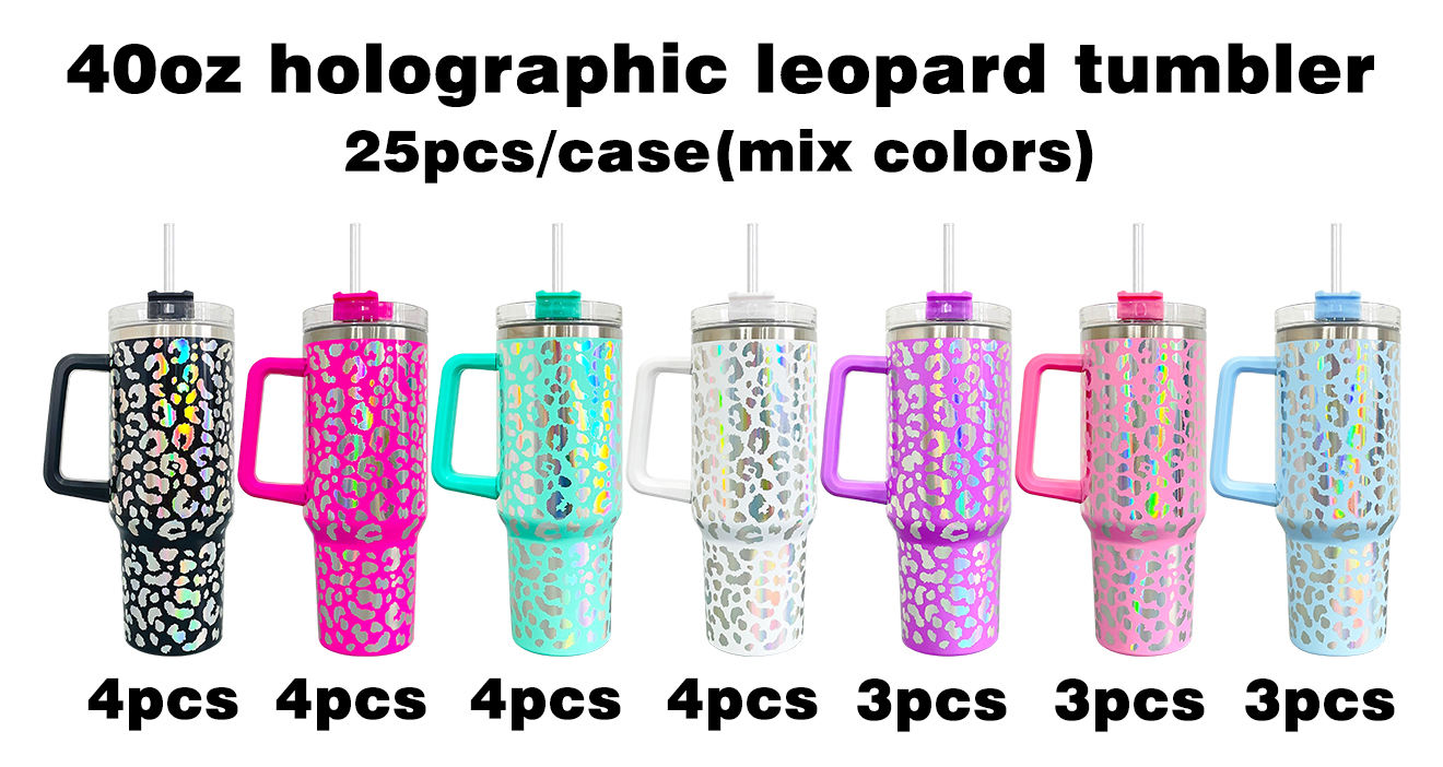 40oz gobelet léopard holographique non sub